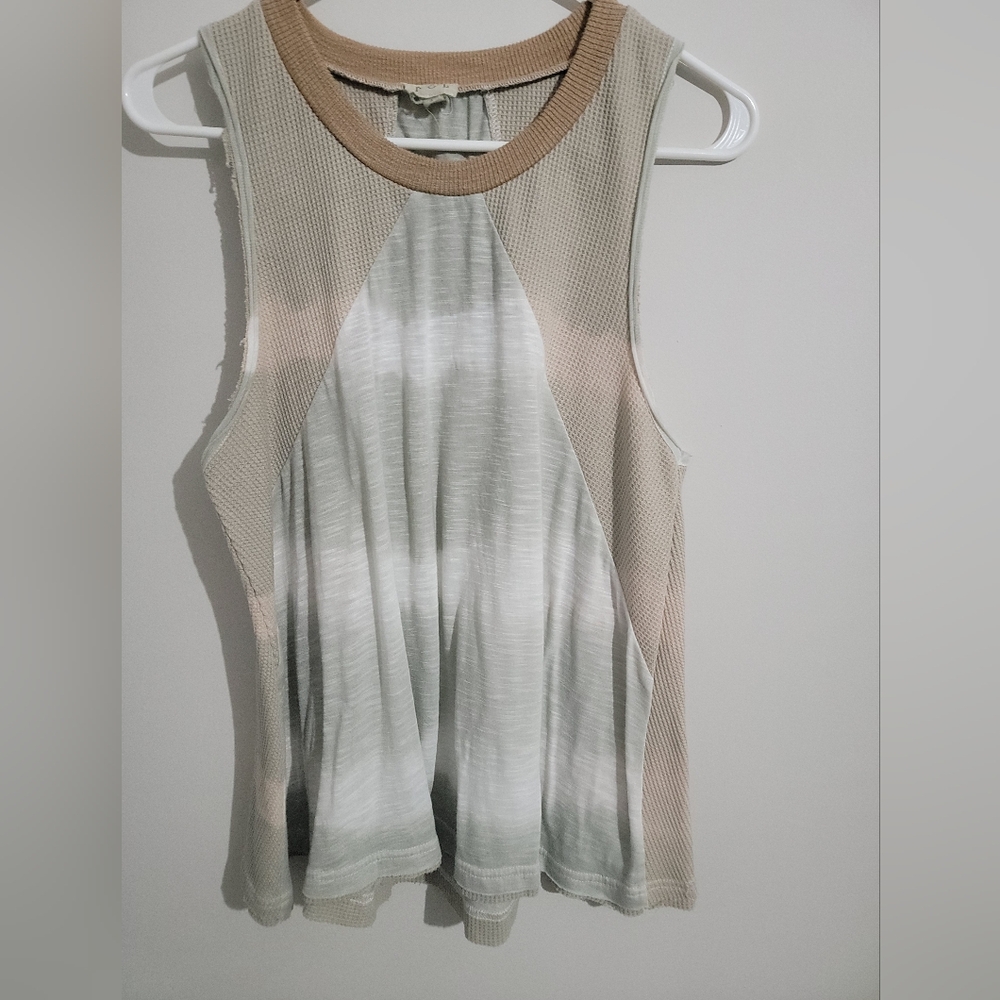 POL Sleeveless Beige and Gray Women's Top